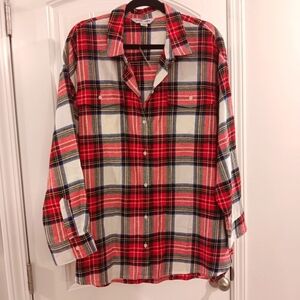 **OLD NAVY BOYFRIEND FLANNEL SHIRT NWT**